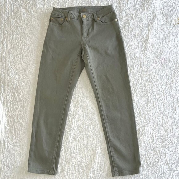 Michael Kors Izzy Skinny Crop Jeans Olive Green Size 0 Low Rise Stretch - Picture 3 of 10
